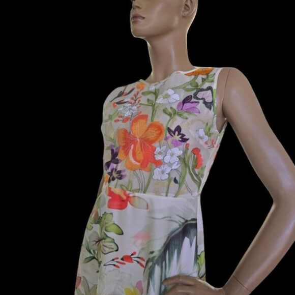 MOOERKERR Dress Floral Embroidered Body Sleeveless Back Zip Sz M - Picture 5 of 13